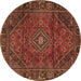 Round Machine Washable Persian Brown Traditional Rug, wshtr2559brn