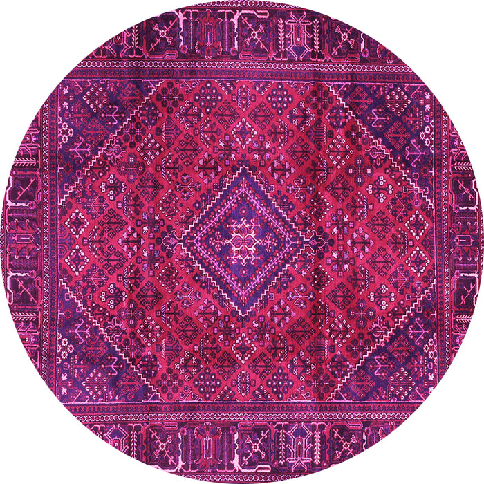 Round Machine Washable Persian Pink Traditional Rug, wshtr2559pnk