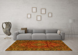 Machine Washable Persian Yellow Traditional Rug in a Living Room, wshtr2559yw
