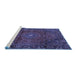 Sideview of Machine Washable Persian Blue Traditional Rug, wshtr2559blu