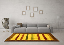Machine Washable Persian Yellow Traditional Rug in a Living Room, wshtr255yw