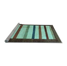 Sideview of Machine Washable Persian Light Blue Traditional Rug, wshtr255lblu