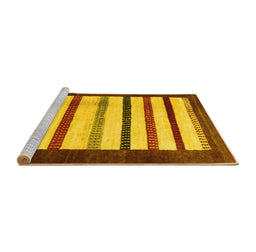 Sideview of Machine Washable Persian Yellow Traditional Rug, wshtr255yw