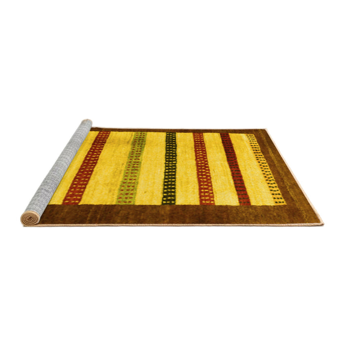 Sideview of Machine Washable Persian Yellow Traditional Rug, wshtr255yw
