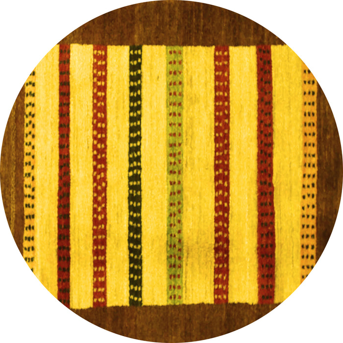 Round Machine Washable Persian Yellow Traditional Rug, wshtr255yw