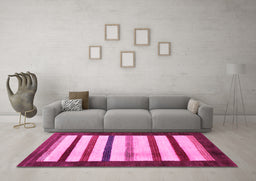 Machine Washable Persian Pink Traditional Rug in a Living Room, wshtr255pnk