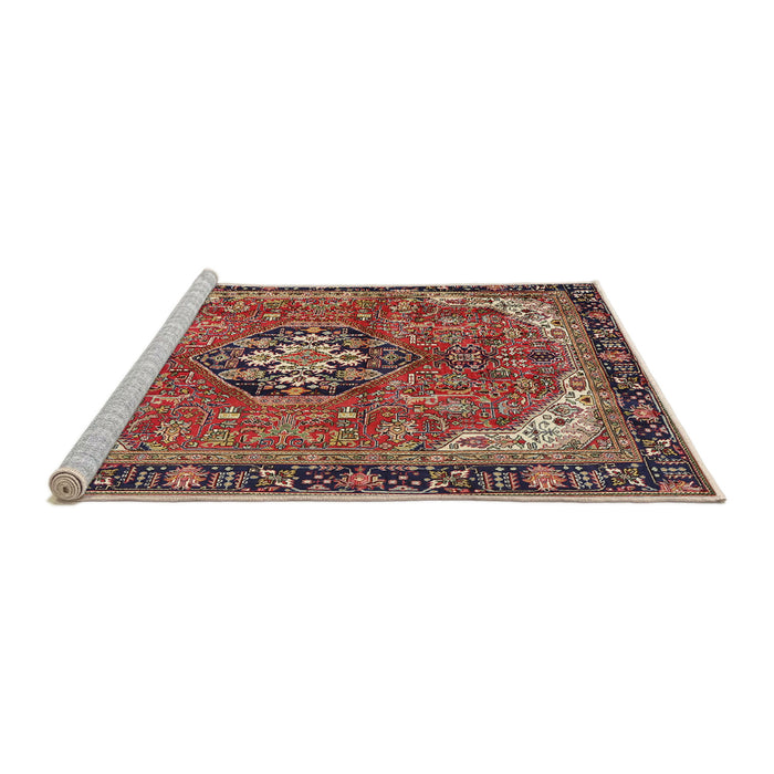 Sideview of Machine Washable Traditional Saffron Red Rug, wshtr2560