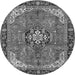 Machine Washable Medallion Gray Traditional Rug, wshtr2560gry