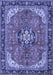 Machine Washable Medallion Blue Traditional Rug, wshtr2560blu