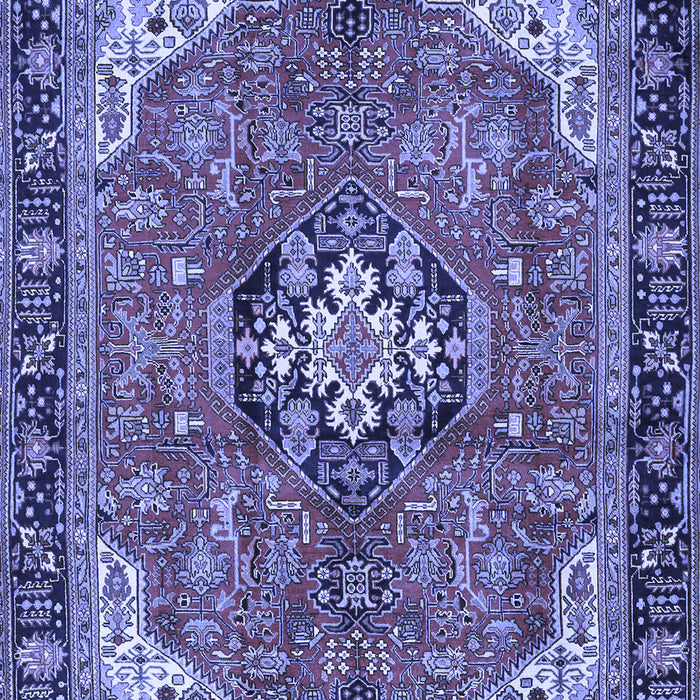 Machine Washable Medallion Blue Traditional Rug, wshtr2560blu