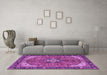 Machine Washable Medallion Purple Traditional Area Rugs in a Living Room, wshtr2560pur