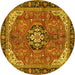 Round Medallion Yellow Traditional Rug, tr2560yw