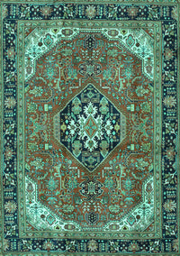 Medallion Turquoise Traditional Rug, tr2560turq