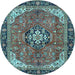 Round Medallion Light Blue Traditional Rug, tr2560lblu