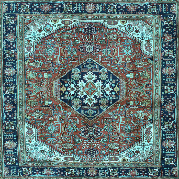 Square Medallion Light Blue Traditional Rug, tr2560lblu
