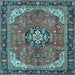 Square Medallion Light Blue Traditional Rug, tr2560lblu