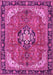 Machine Washable Medallion Pink Traditional Rug, wshtr2560pnk