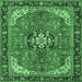 Square Medallion Emerald Green Traditional Rug, tr2560emgrn