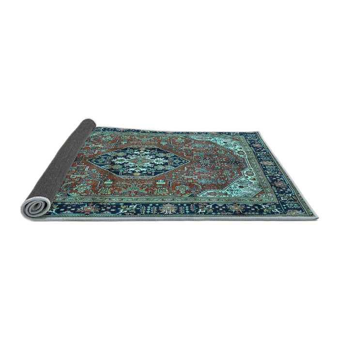 Sideview of Medallion Light Blue Traditional Rug, tr2560lblu