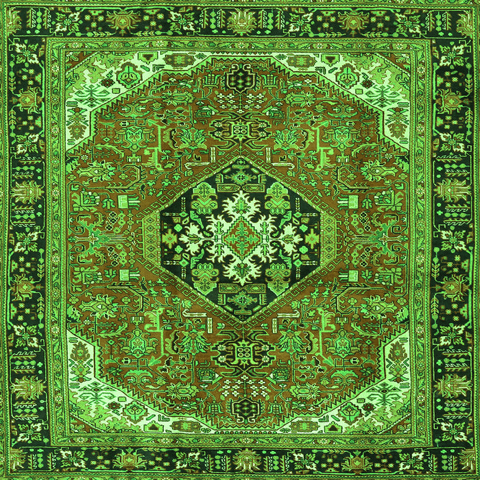 Round Machine Washable Medallion Green Traditional Area Rugs, wshtr2560grn