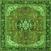 Round Machine Washable Medallion Green Traditional Area Rugs, wshtr2560grn