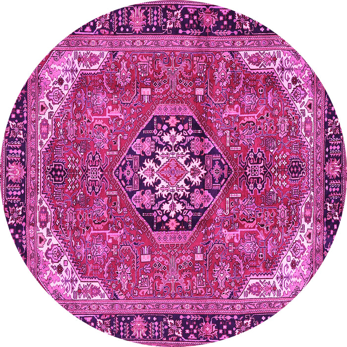 Round Medallion Pink Traditional Rug, tr2560pnk