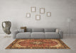 Machine Washable Medallion Brown Traditional Rug in a Living Room,, wshtr2560brn