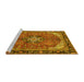 Sideview of Machine Washable Medallion Yellow Traditional Rug, wshtr2560yw