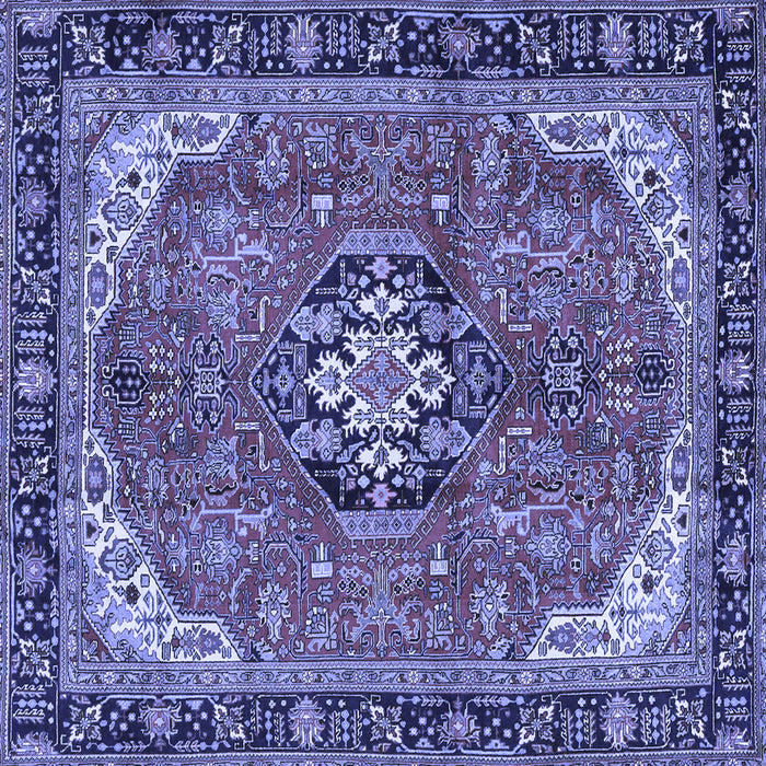 Square Medallion Blue Traditional Rug, tr2560blu