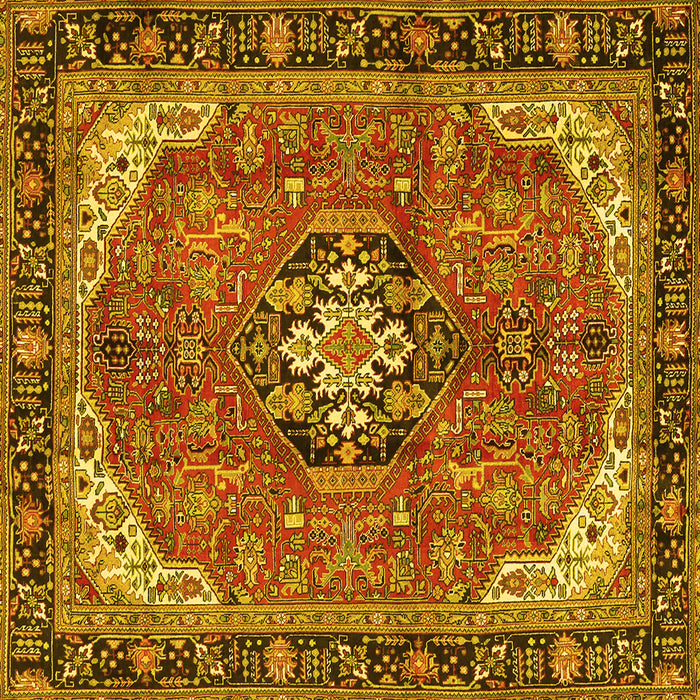 Square Medallion Yellow Traditional Rug, tr2560yw