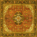 Square Medallion Yellow Traditional Rug, tr2560yw