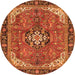 Square Medallion Orange Traditional Rug, tr2560org