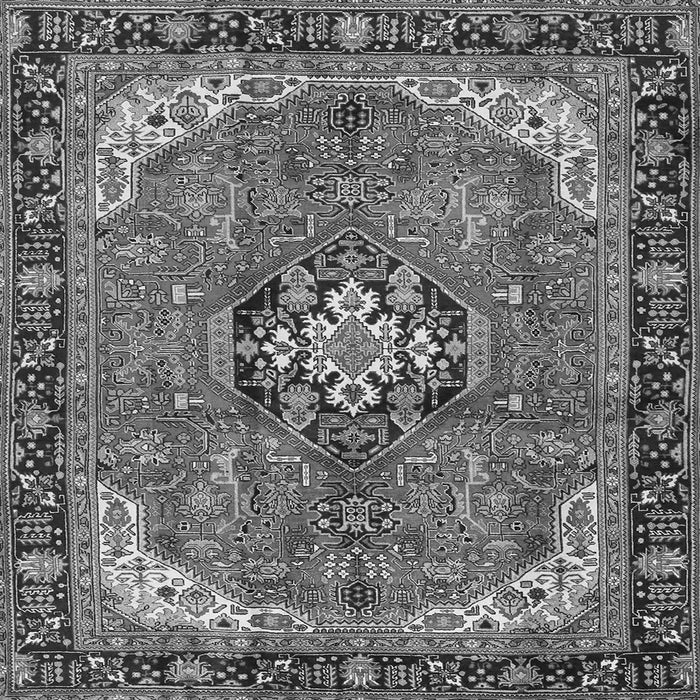 Round Machine Washable Medallion Gray Traditional Rug, wshtr2560gry