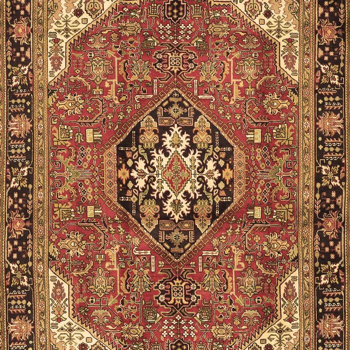 Machine Washable Medallion Brown Traditional Rug, wshtr2560brn