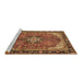 Sideview of Machine Washable Medallion Brown Traditional Rug, wshtr2560brn