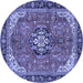 Round Medallion Blue Traditional Rug, tr2560blu