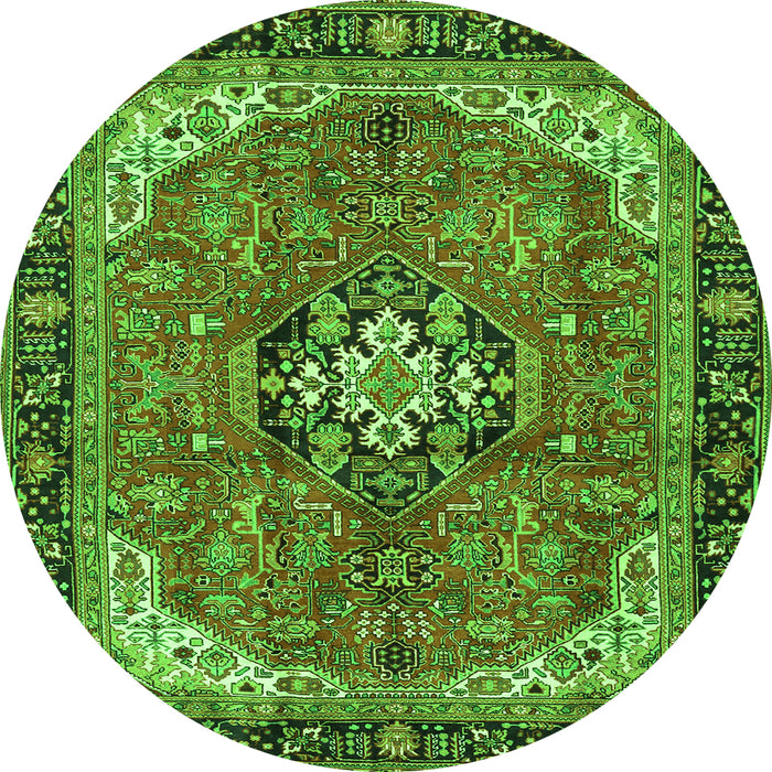 Square Medallion Green Traditional Rug, tr2560grn