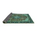 Sideview of Medallion Turquoise Traditional Rug, tr2560turq