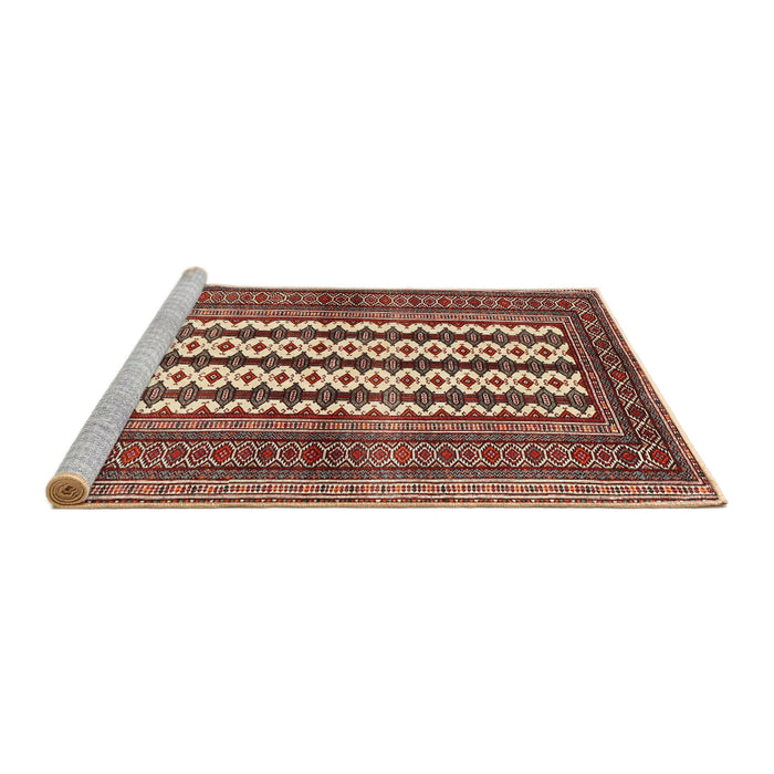 Sideview of Machine Washable Traditional Tomato Red Rug, wshtr2561