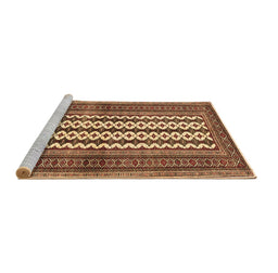 Sideview of Machine Washable Southwestern Brown Country Rug, wshtr2561brn