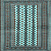 Square Machine Washable Southwestern Light Blue Country Rug, wshtr2561lblu