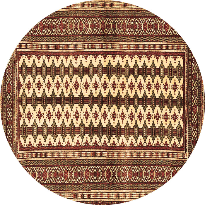 Round Southwestern Brown Country Rug, tr2561brn