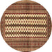 Round Southwestern Brown Country Rug, tr2561brn