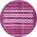 Round Machine Washable Southwestern Pink Country Rug, wshtr2561pnk