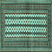 Square Southwestern Turquoise Country Rug, tr2561turq