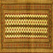 Square Machine Washable Southwestern Yellow Country Rug, wshtr2561yw