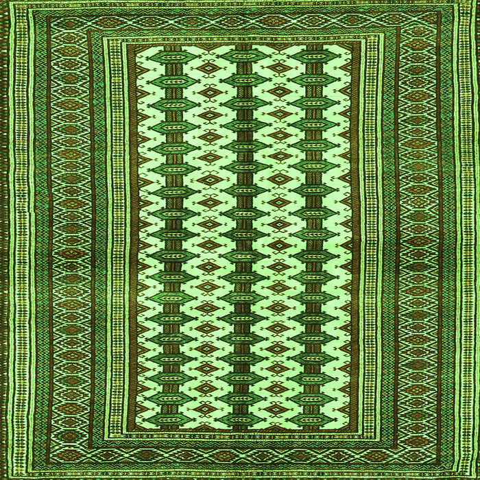 Round Machine Washable Southwestern Green Country Area Rugs, wshtr2561grn