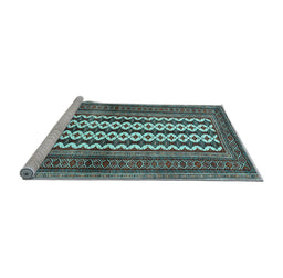 Sideview of Machine Washable Southwestern Light Blue Country Rug, wshtr2561lblu