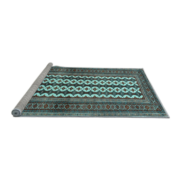 Sideview of Machine Washable Southwestern Light Blue Country Rug, wshtr2561lblu