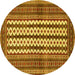 Round Machine Washable Southwestern Yellow Country Rug, wshtr2561yw